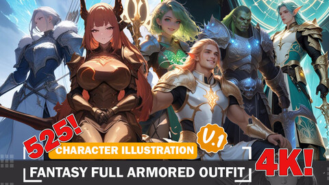 525 Fantasy Full Armored Outfit Character Reference Diverse Outfit Character Design Reference Art V1 4K