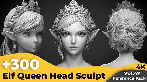 +300 Elf Queen Head Sculpt Reference Images(4k)