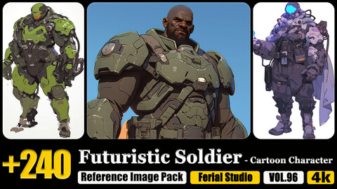 240 Futuristic Soldier - Cartoon Character Reference Image Pack v.96 |4K|