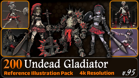 200 Anime Undead Gladiator (Full Body) Reference Pack | 4K | v.95