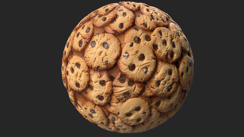 Tileable Chocolate Chip Cookies PBR Texture | 4K Seamless PNG