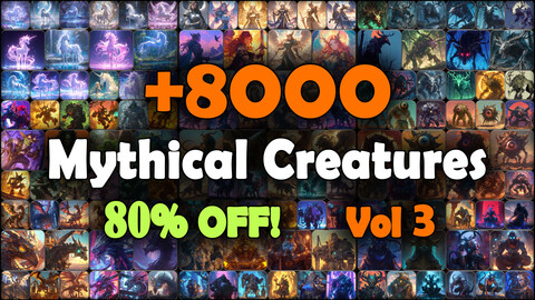 8000 Mythical Creatures Reference Pack | SUPER MEGA Bundle | 4K | v.3