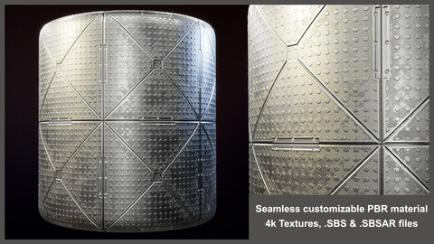 Seamless Tillable PBR Metal Floor Material Textures (Substance, sci-fi, industrial, tile, sheet, elements)