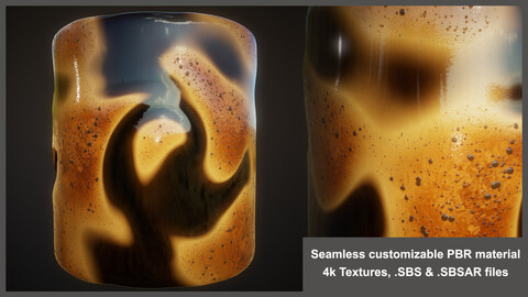 Coffee Customizable PBR Material Textures (Substance, beverage, foam, mug, latte, cup, liquid, café)