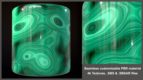 Malachite Substance PBR Material Textures