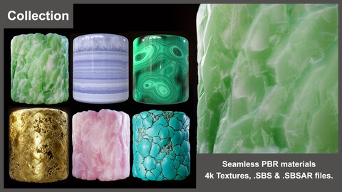 Seamless mineral stones substance materials and textures