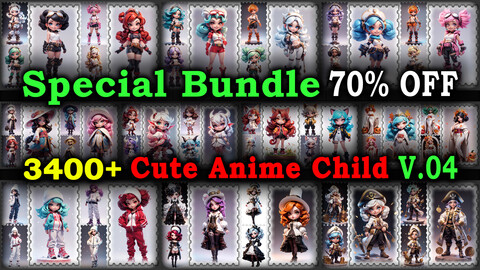 3400+ SPECIAL BUNDLE (Cute Anime Child Images Reference Pack) - 4K Resolution - V.04