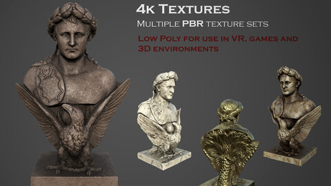 Napoleon Bonaparte bust Low-poly 3D model