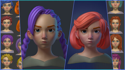 20 Stylized Hair Models – Optimized for Performance & Customization