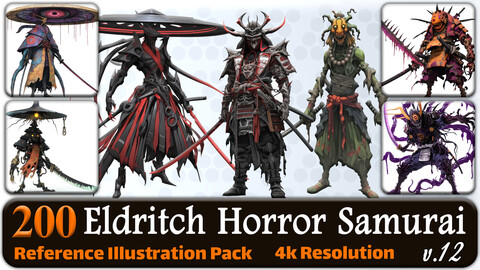 200 Eldritch Horror Samurai (Full Body) Reference Pack | 4K | v.12