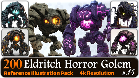 200 Eldritch Horror Golem (Full Body) Reference Pack | 4K | v.15