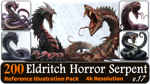 200 Eldritch Horror Serpent (Full Body) Reference Pack | 4K | v.17