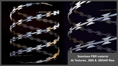 Seamless barbed material wire textures (fencing, razor, border, spikes, fence, substance)