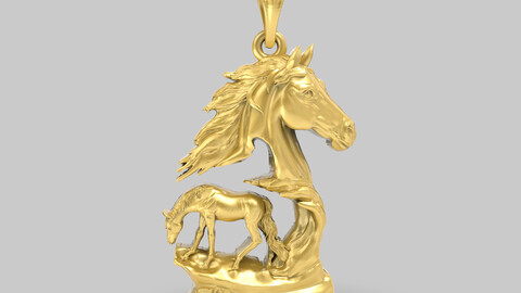 Horse Pendant 3Dprint File-1