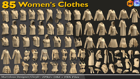 🔥85 women's clothes Bundle🔥- 90% off | Marvelous Designer/Clo3d (ZPRJ) + OBJ + FBX