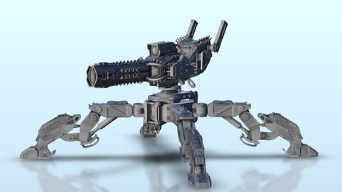 Man-portable Sci-Fi laser gun on bipod (5) | STL for 3D Printing Printer | Hard Surface