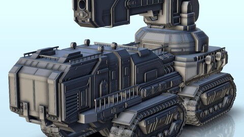 Sci-Fi truck with tracks and laser turret (13) | STL for 3D Printing Printer | Hard Surface