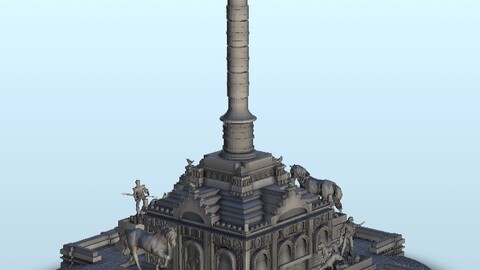 Urban monument with statues | STL for 3D Printing Printer | Hard Surface