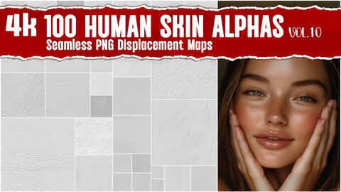 Human Skin Alphas | Seamless PNG Displacement Map