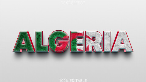 3D Algeria. PSD fully editable text effect. Layer style PSD mockup template