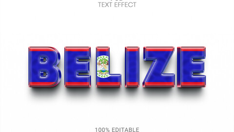 3D Belize. PSD fully editable text effect. Layer style PSD mockup template