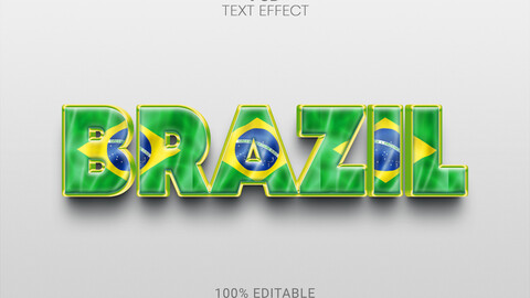 3D Brazil. PSD fully editable text effect. Layer style PSD mockup template