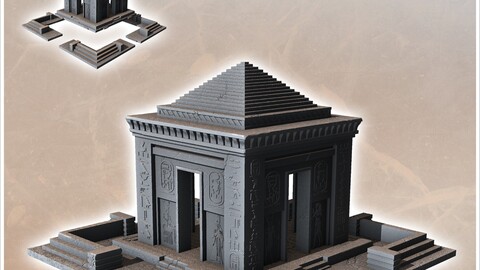 Egyptian Pointed Roof Temple with Platform (11) | STL for 3D Printing