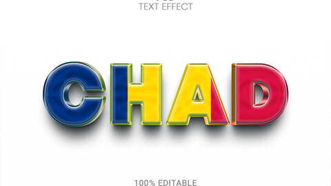 3D Chad. PSD fully editable text effect. Layer style PSD mockup template