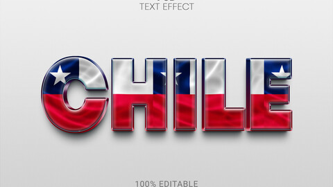 3D Chile. PSD fully editable text effect. Layer style PSD mockup template