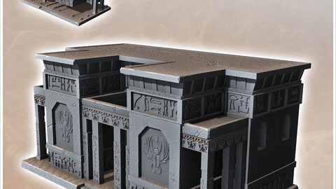 Large Egyptian Flat Roof Building (15) | STL for 3D Printing