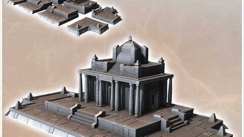 Large desert altar with wide stone platform and floor (20) | STL for 3D Printing