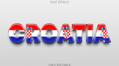 3D Croatia. PSD fully editable text effect. Layer style PSD mockup template