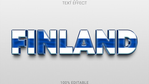 3D Finland. PSD fully editable text effect. Layer style PSD mockup template