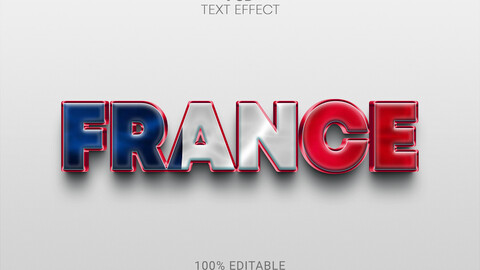 3D France. PSD fully editable text effect. Layer style PSD mockup template