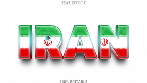 3D Iran. PSD fully editable text effect. Layer style PSD mockup template