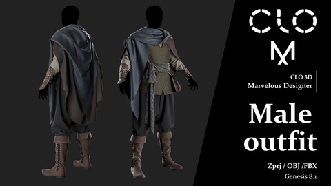 Male outfit / Marvelous Designer/Clo3D project file + OBJ, FBX