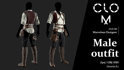 Male outfit / Marvelous Designer/Clo3D project file + OBJ, FBX