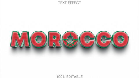 3D Morocco. PSD fully editable text effect. Layer style PSD mockup template