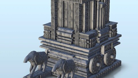 Indian temple with animal statues | STL for 3D Printing