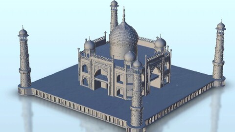 Taj Mahal Indian Mausoleum with minarets | STL for 3D Printing