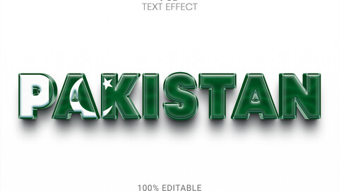 3D Pakistan. PSD fully editable text effect. Layer style PSD mockup template