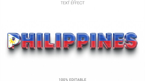 3D Philippines. PSD fully editable text effect. Layer style PSD mockup template