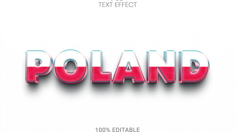 3D Poland. PSD fully editable text effect. Layer style PSD mockup template