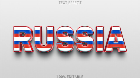 3D Russia. PSD fully editable text effect. Layer style PSD mockup template