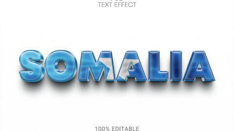 3D Somalia. PSD fully editable text effect. Layer style PSD mockup template