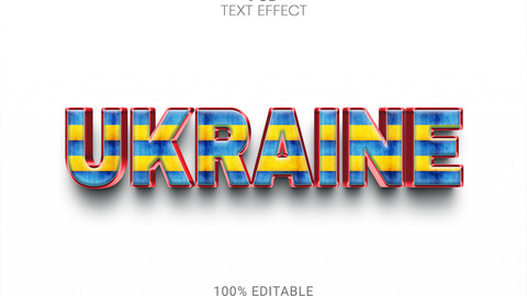 3D Ukraine. PSD fully editable text effect. Layer style PSD mockup template