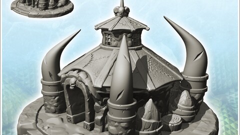 Orc yurt with stone door on platform (4) | STL for 3D Printing