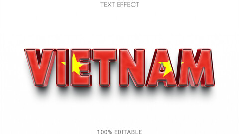 3D Vietnam. PSD fully editable text effect. Layer style PSD mockup template