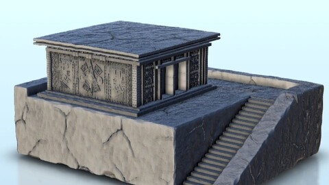 Mesoamerican building with access stairs 3 | STL for 3D Printing