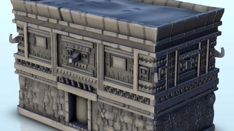 Mesoamerican high building with ornamentations 10 | STL for 3D Printing